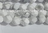 CWB244 15.5 inches 6mm faceted nuggets matte white howlite beads