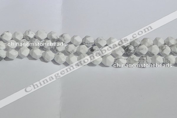 CWB245 15.5 inches 8mm faceted nuggets matte white howlite beads