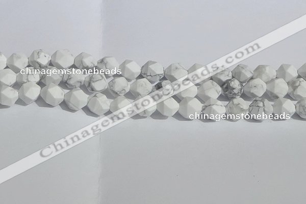 CWB246 15.5 inches 10mm faceted nuggets matte white howlite beads