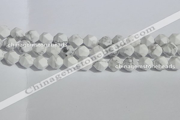 CWB247 15.5 inches 12mm faceted nuggets matte white howlite beads