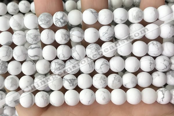 CWB252 15.5 inches 8mm round matte white howlite beads wholesale