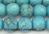 CWB260 15 inches 6mm faceted round howlite turquoise beads