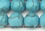 CWB261 15 inches 8mm faceted round howlite turquoise beads