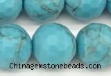 CWB263 15 inches 12mm faceted round howlite turquoise beads