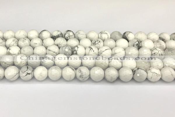 CWB266 15 inches 8mm faceted round howlite turquoise beads