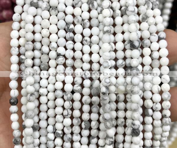 CWB278 15 inches 4mm faceted round white howlite beads