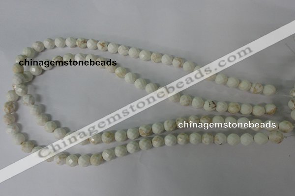 CWB300 15.5 inches 4mm faceted round howlite turquoise beads