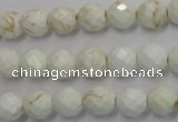 CWB302 15.5 inches 8mm faceted round howlite turquoise beads