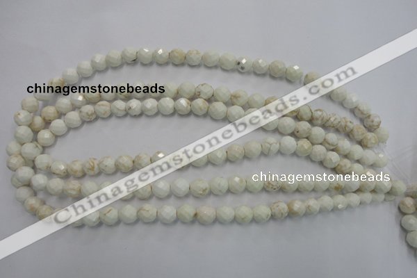 CWB302 15.5 inches 8mm faceted round howlite turquoise beads