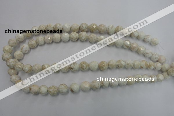 CWB303 15.5 inches 10mm faceted round howlite turquoise beads