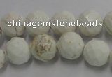 CWB304 15.5 inches 12mm faceted round howlite turquoise beads