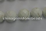 CWB305 15.5 inches 14mm faceted round howlite turquoise beads