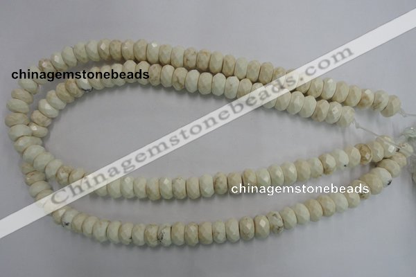 CWB327 15.5 inches 6*10mm faceted rondelle howlite turquoise beads