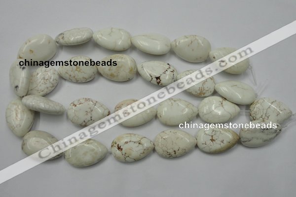 CWB367 15.5 inches 20*30mm flat teardrop howlite turquoise beads