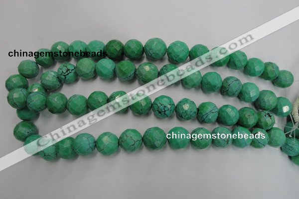 CWB405 15.5 inches 14mm faceted round howlite turquoise beads