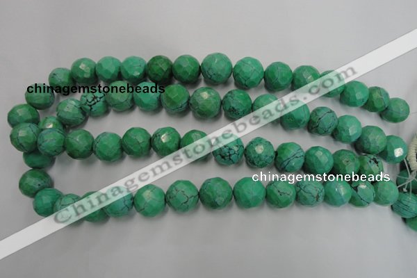 CWB406 15.5 inches 16mm faceted round howlite turquoise beads