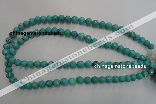 CWB412 15.5 inches 8mm faceted round howlite turquoise beads