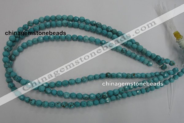 CWB421 15.5 inches 6mm faceted round howlite turquoise beads