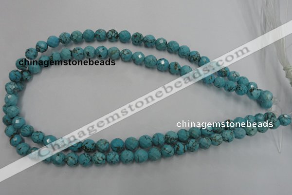 CWB422 15.5 inches 8mm faceted round howlite turquoise beads