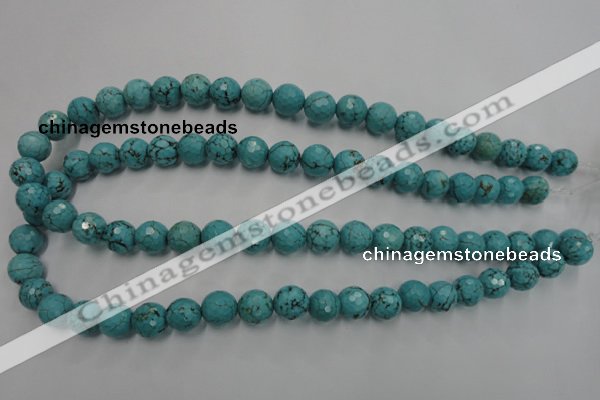 CWB423 15.5 inches 10mm faceted round howlite turquoise beads