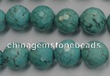 CWB424 15.5 inches 12mm faceted round howlite turquoise beads
