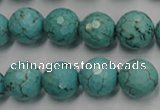 CWB424 15.5 inches 12mm faceted round howlite turquoise beads