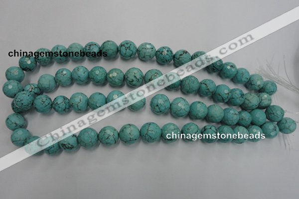 CWB424 15.5 inches 12mm faceted round howlite turquoise beads