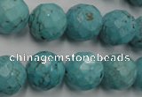 CWB425 15.5 inches 14mm faceted round howlite turquoise beads