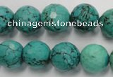 CWB426 15.5 inches 14mm faceted round howlite turquoise beads