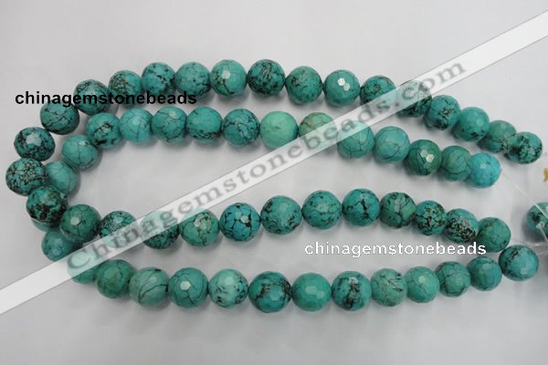 CWB426 15.5 inches 14mm faceted round howlite turquoise beads