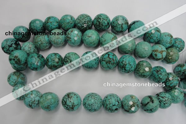 CWB428 15.5 inches 18mm faceted round howlite turquoise beads