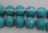 CWB434 15.5 inches 12mm faceted round howlite turquoise beads