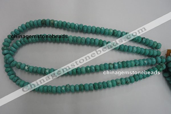 CWB442 15.5 inches 5*8mm faceted rondelle howlite turquoise beads