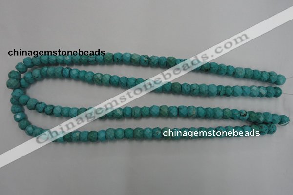 CWB444 15.5 inches 6*8mm faceted rondelle howlite turquoise beads