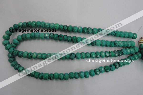 CWB446 15.5 inches 7*10mm faceted rondelle howlite turquoise beads