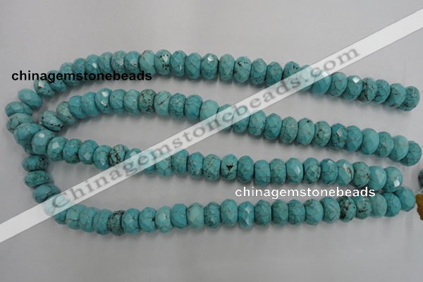 CWB447 15.5 inches 8*12mm faceted rondelle howlite turquoise beads