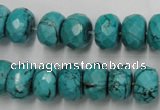 CWB448 15.5 inches 8*12mm faceted rondelle howlite turquoise beads