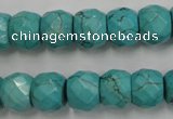 CWB450 15.5 inches 10*12mm faceted rondelle howlite turquoise beads