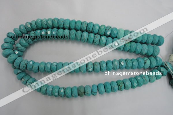 CWB451 15.5 inches 7*14mm faceted rondelle howlite turquoise beads