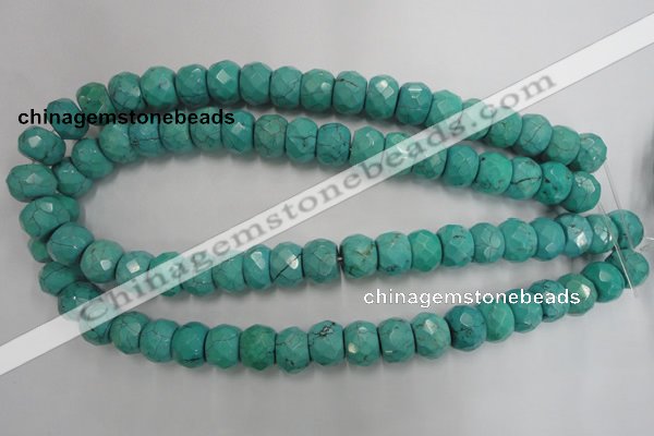 CWB452 15.5 inches 10*14mm faceted rondelle howlite turquoise beads