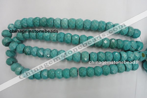 CWB453 15.5 inches 10*14mm faceted rondelle howlite turquoise beads