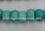 CWB454 15.5 inches 10*14mm faceted rondelle howlite turquoise beads