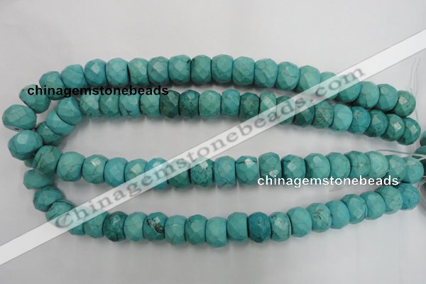 CWB454 15.5 inches 10*14mm faceted rondelle howlite turquoise beads