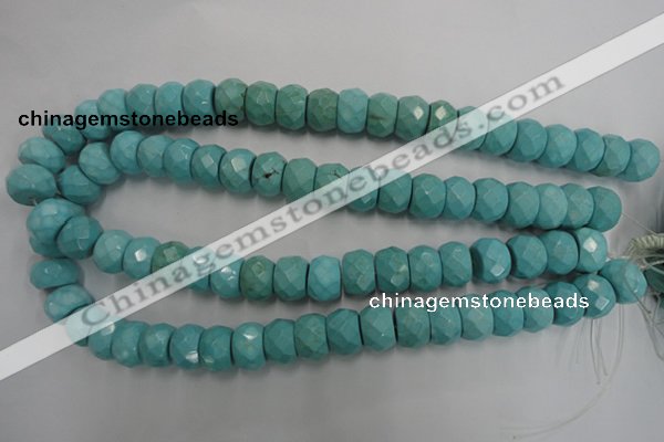 CWB455 15.5 inches 10*14mm faceted rondelle howlite turquoise beads