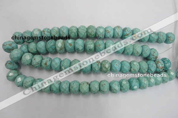 CWB457 15.5 inches 12*16mm faceted rondelle howlite turquoise beads