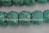 CWB458 15.5 inches 13*15mm faceted rondelle howlite turquoise beads