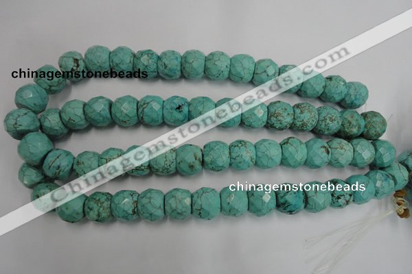 CWB458 15.5 inches 13*15mm faceted rondelle howlite turquoise beads