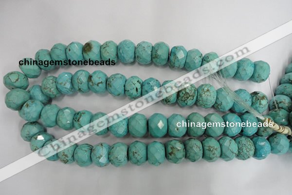 CWB459 15.5 inches 12*18mm faceted rondelle howlite turquoise beads