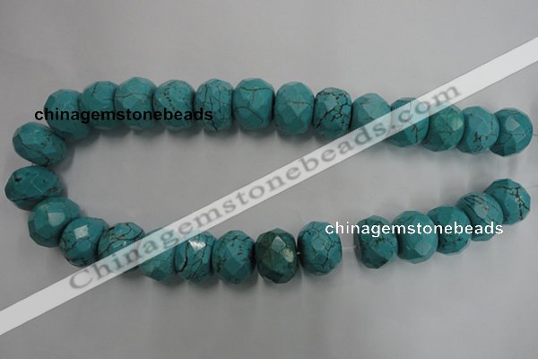 CWB460 15.5 inches 13*18mm faceted rondelle howlite turquoise beads