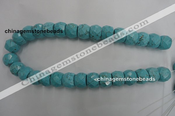 CWB461 15.5 inches 14*20mm faceted rondelle howlite turquoise beads